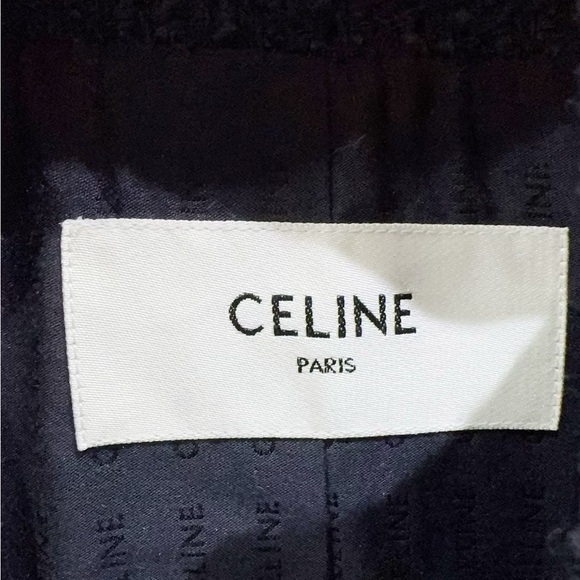 Authentic Celine Dark Blue Textured Blazer - Picture 4 of 9